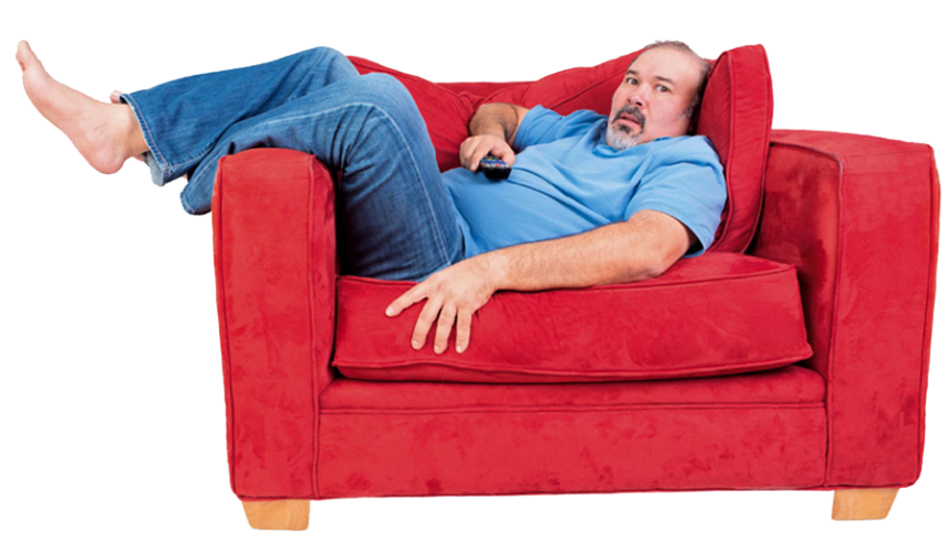 A modern corporate office worker sitting at a desk with conceptual health risk graphics representing sedentary behavior risks