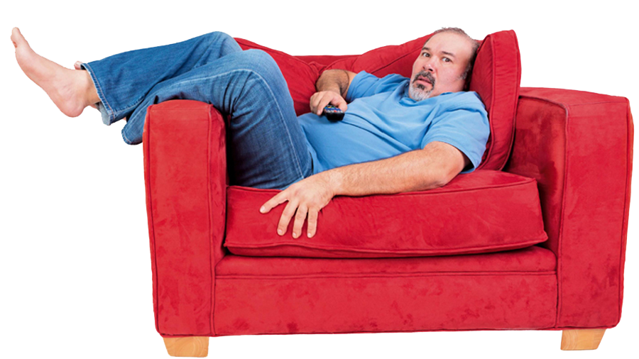A modern corporate office worker sitting at a desk with conceptual health risk graphics representing sedentary behavior risks